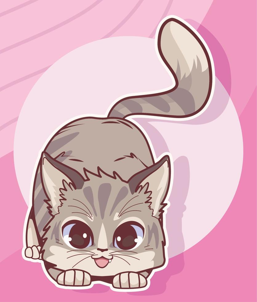 cat playing anime style vector