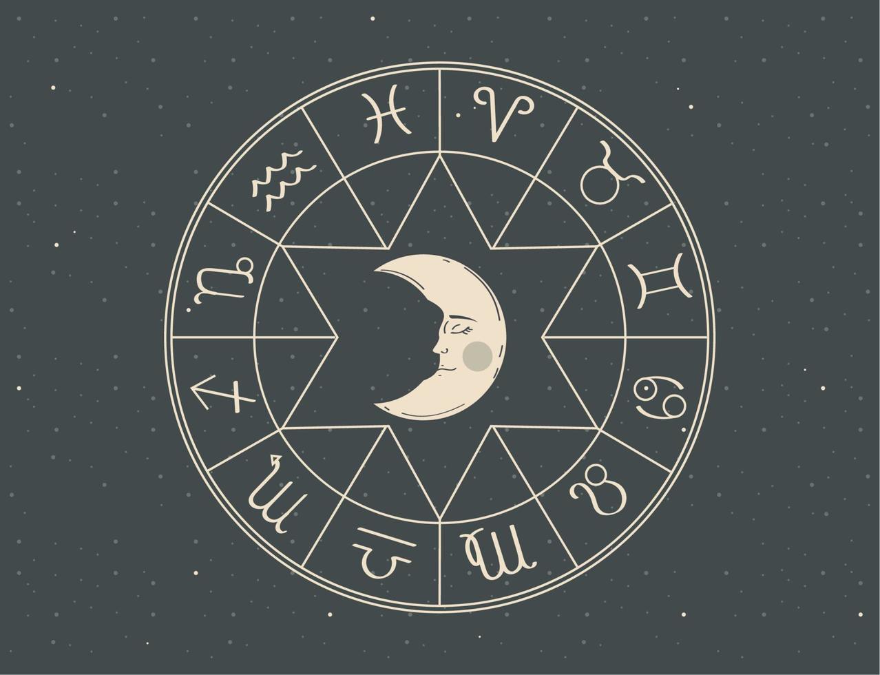 astrology moon y calendar vector