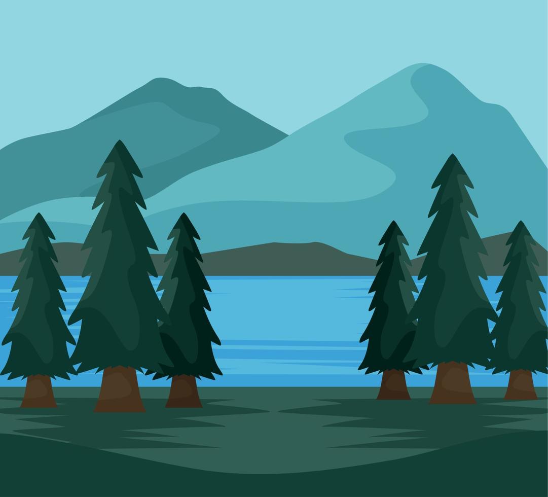 wanderlust landscape with pines vector