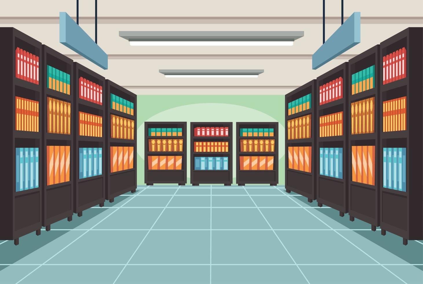 school supply store with shelves vector