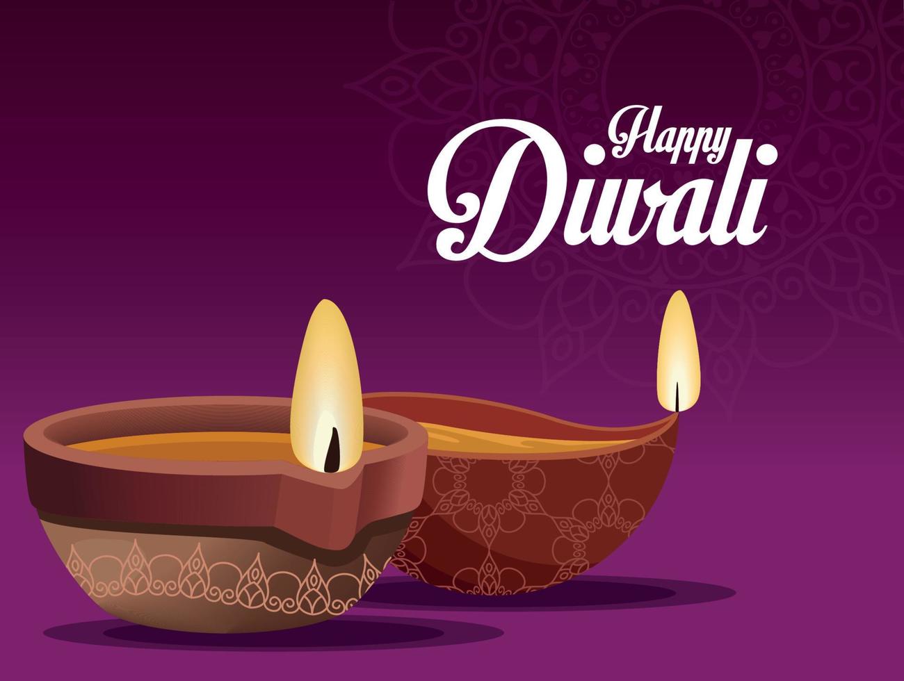 postal de celebración de feliz diwali vector