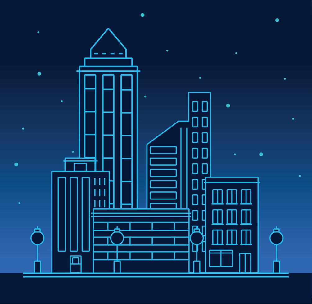 buildings city line night scene vector