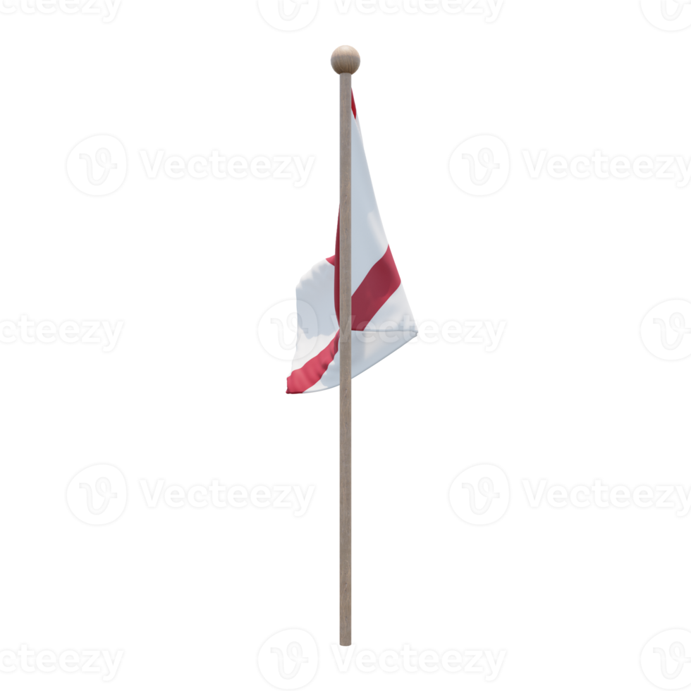 Alabama 3d illustration flag on pole. Wood flagpole png