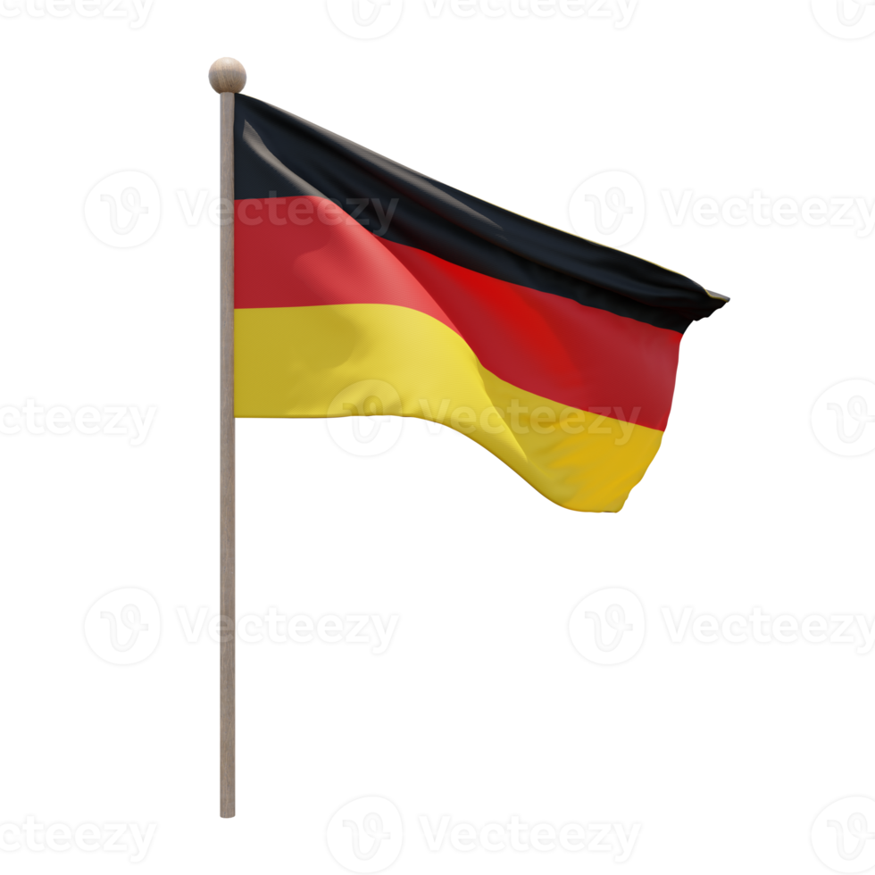 Germania 3d illustrazione bandiera su polo. legna pennone png