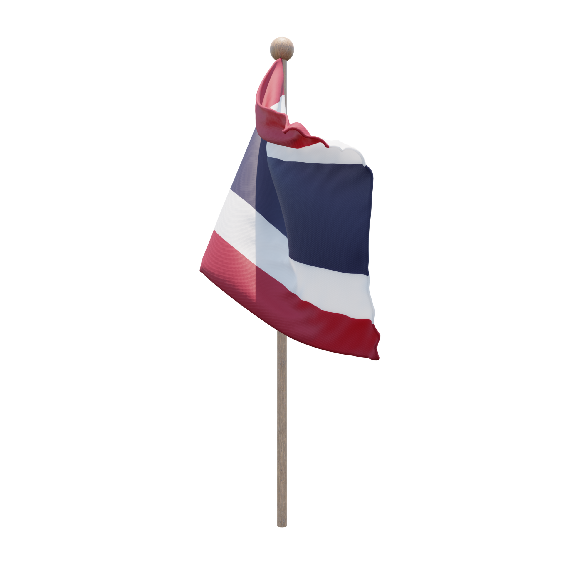 Russia 3d illustration flag on pole. Wood flagpole 11285517 PNG