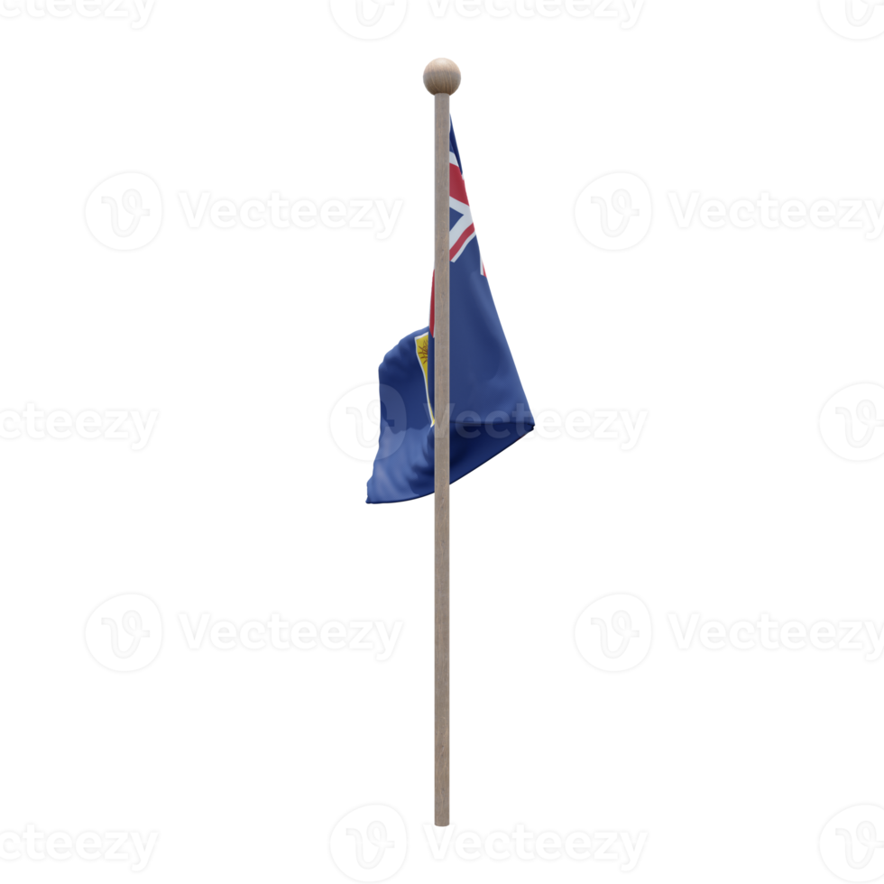 turken en caicos eilanden 3d illustratie vlag Aan pool. hout vlaggenmast png