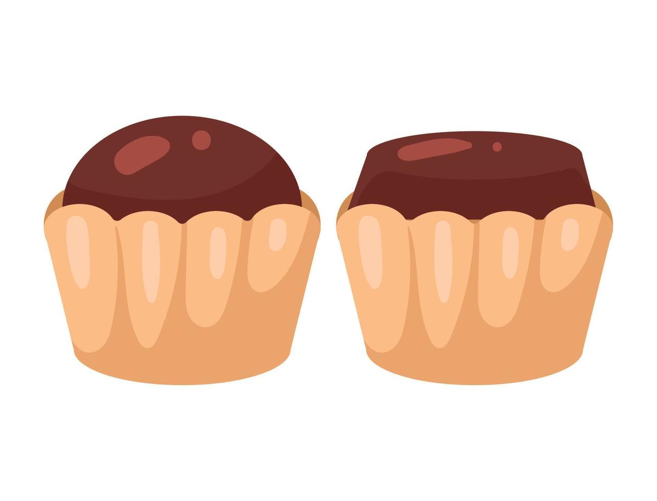 sweet chocolate cupcakes vector