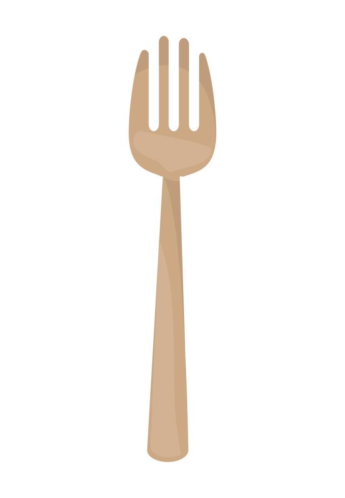 fork wooden cutlery vector