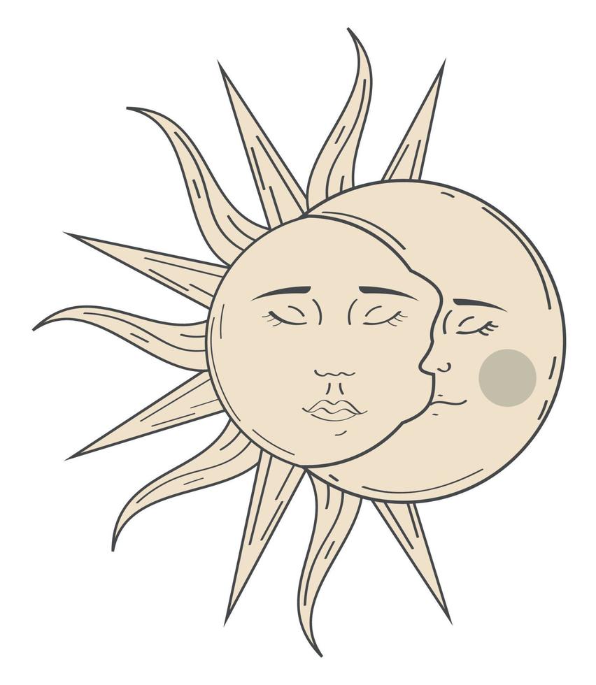 astrology sun and moon vector