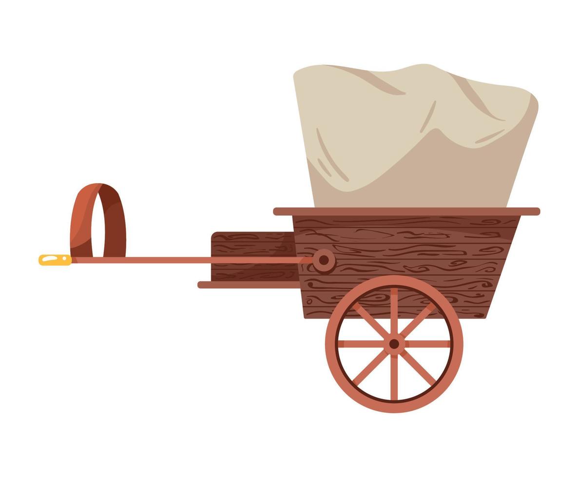 wooden carriage antique transport vector