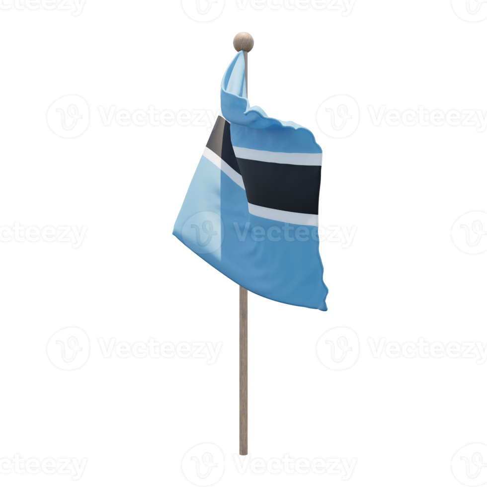 bandeira de ilustração 3d do botswana no poste. mastro de madeira png