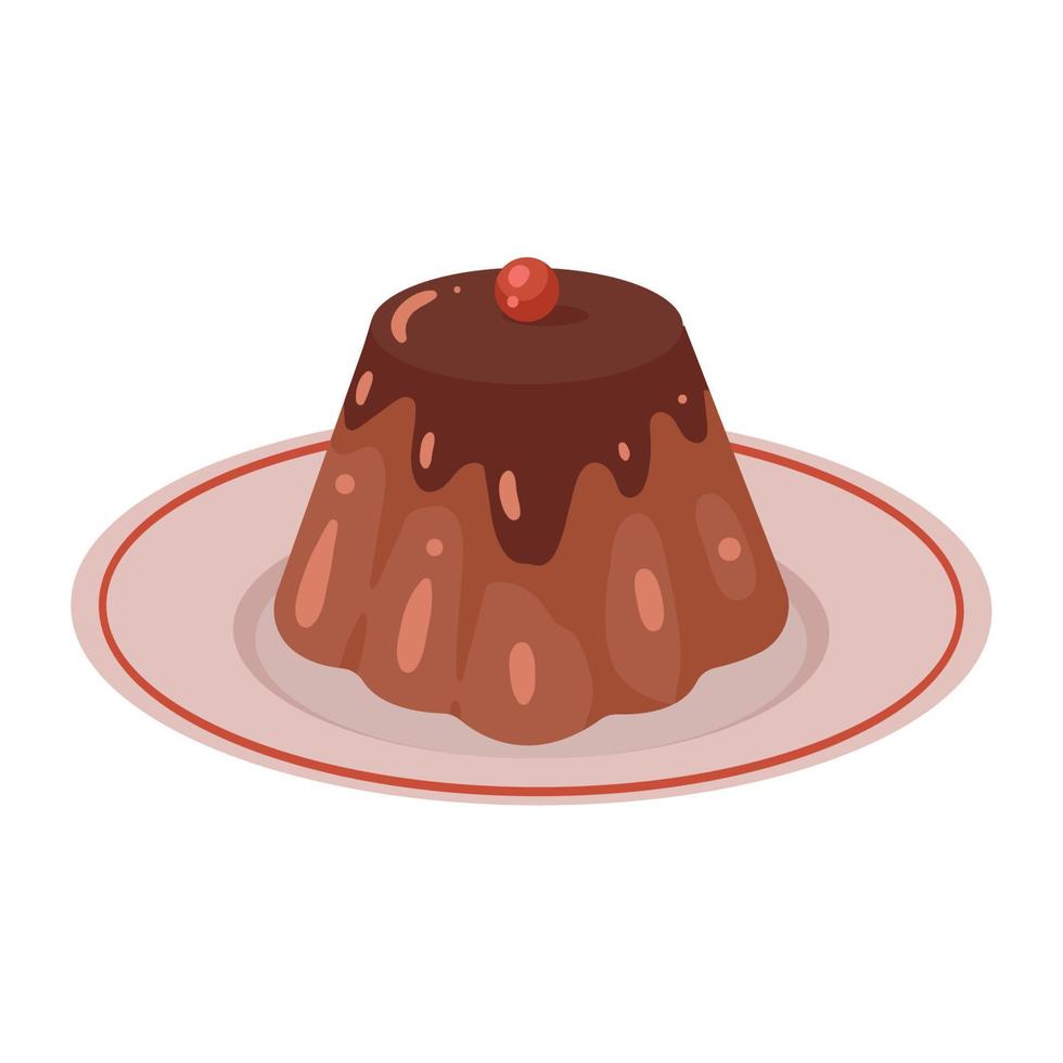 coffee pudding with berry vector