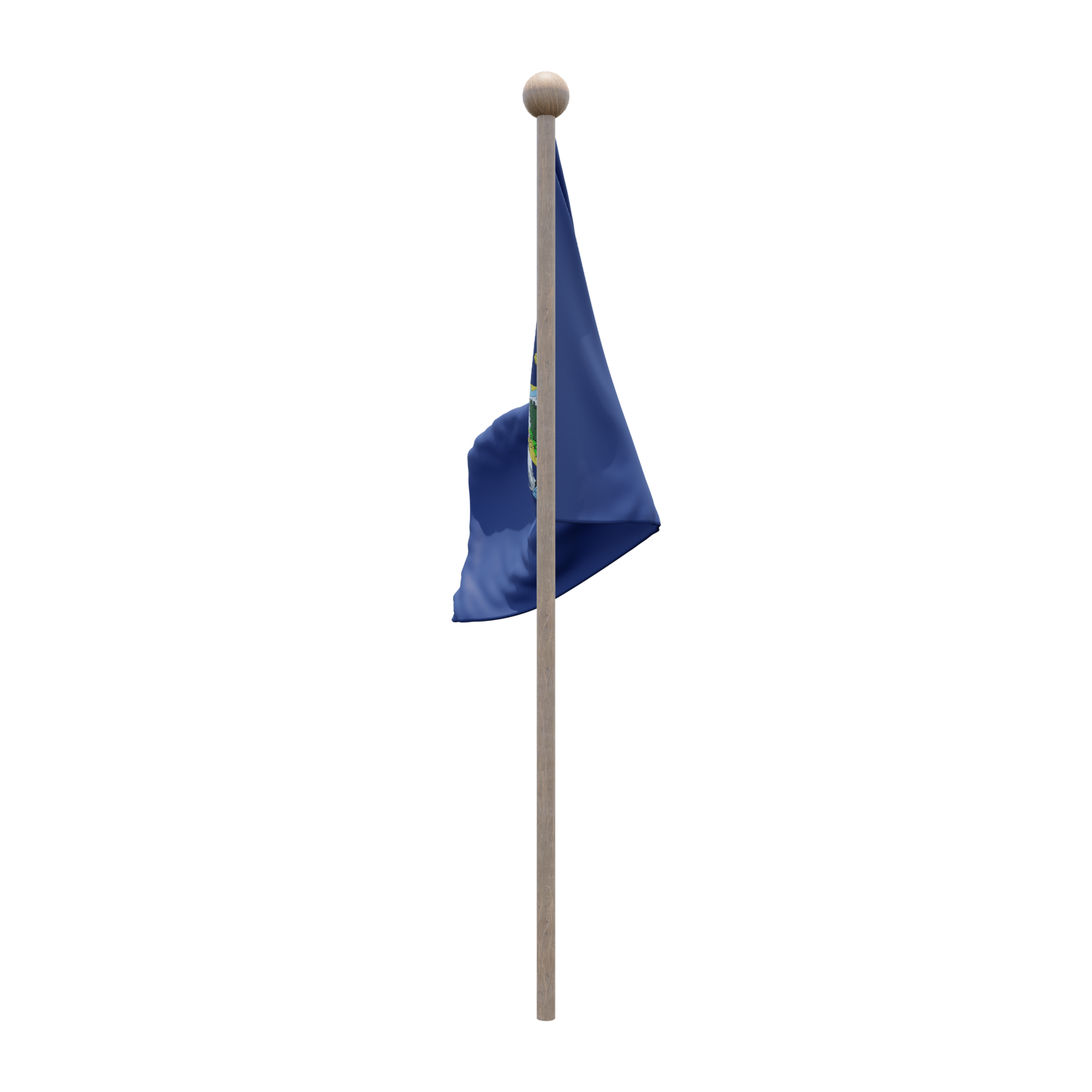 Maine 3d illustration flag on pole. Wood flagpole 11234739 PNG