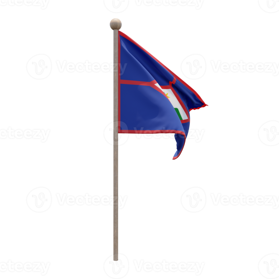 sint eustatius 3d ilustración bandera en el poste. asta de bandera de madera png