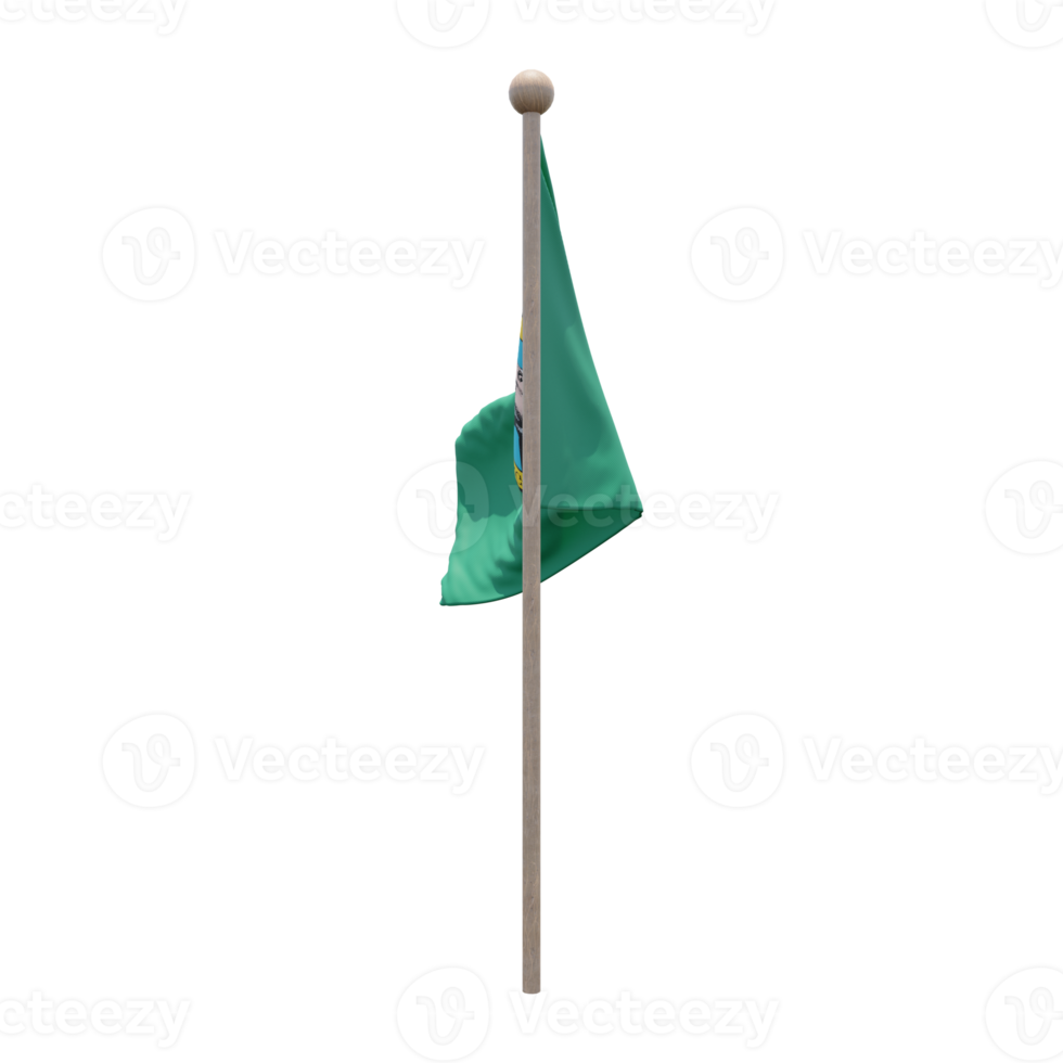 Washington 3d illustration flag on pole. Wood flagpole png