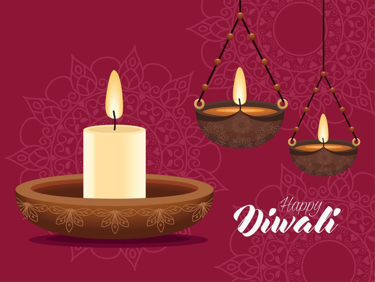 happy diwali celebration card vector