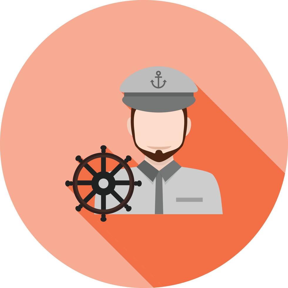 Ship Captain Flat Long Shadow Icon vector