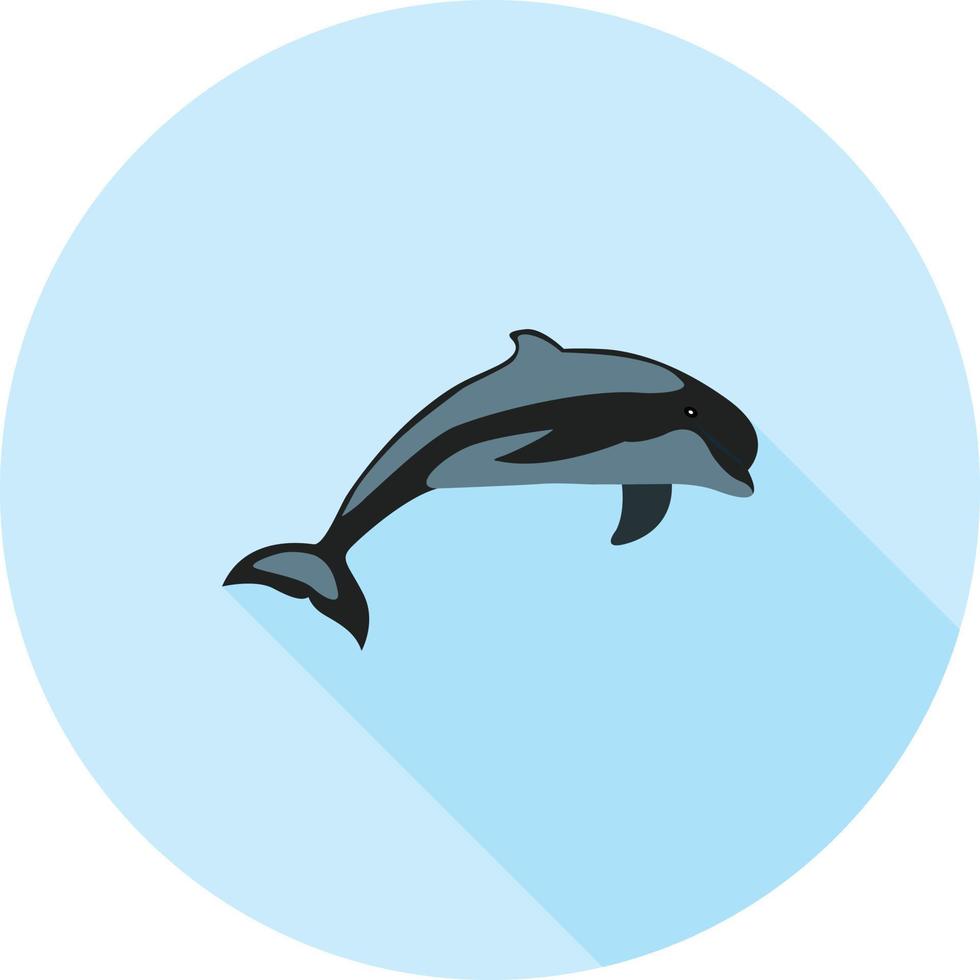 icono de larga sombra plana de delfín vector