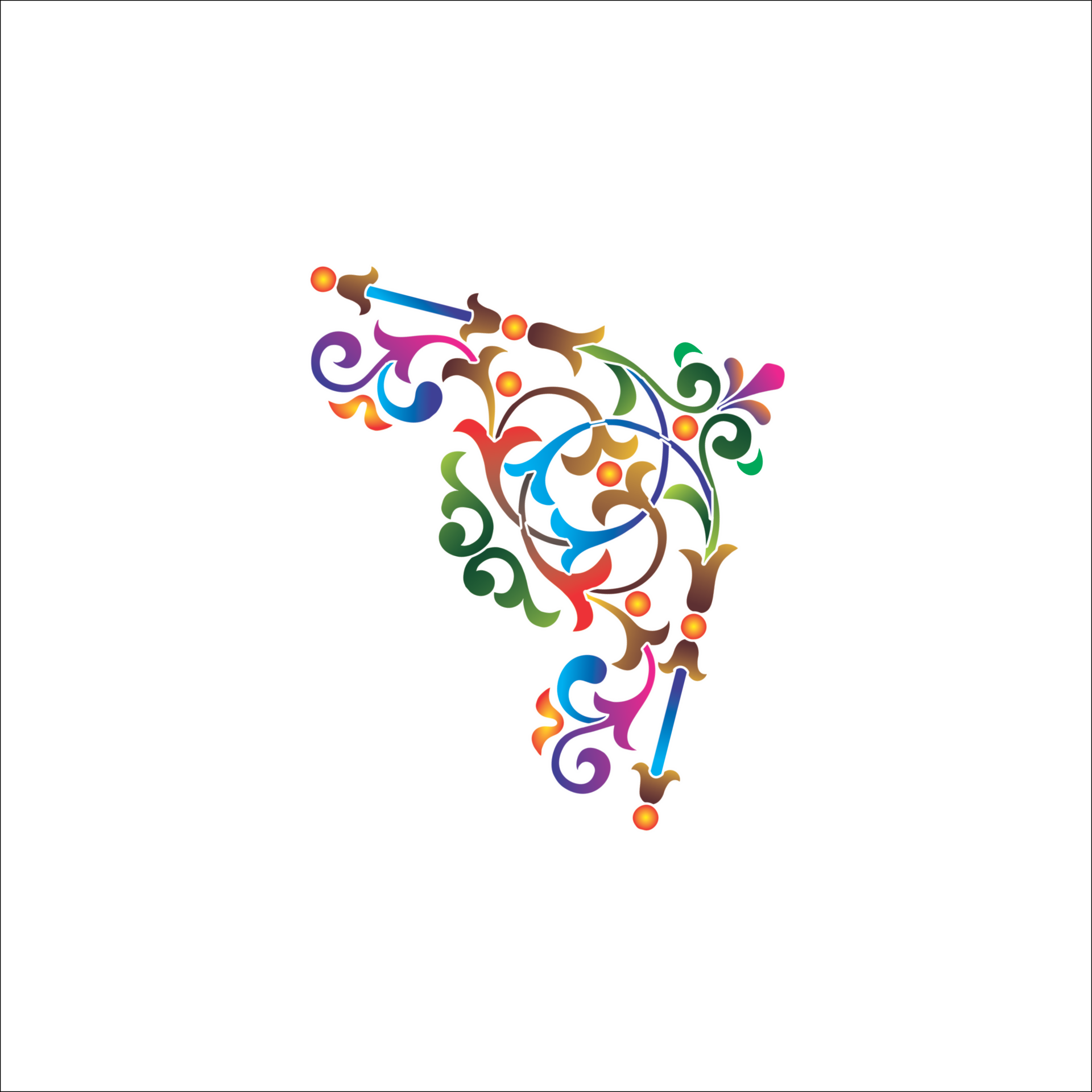 Colorful Floral Scrollwork Corner 11234859 PNG