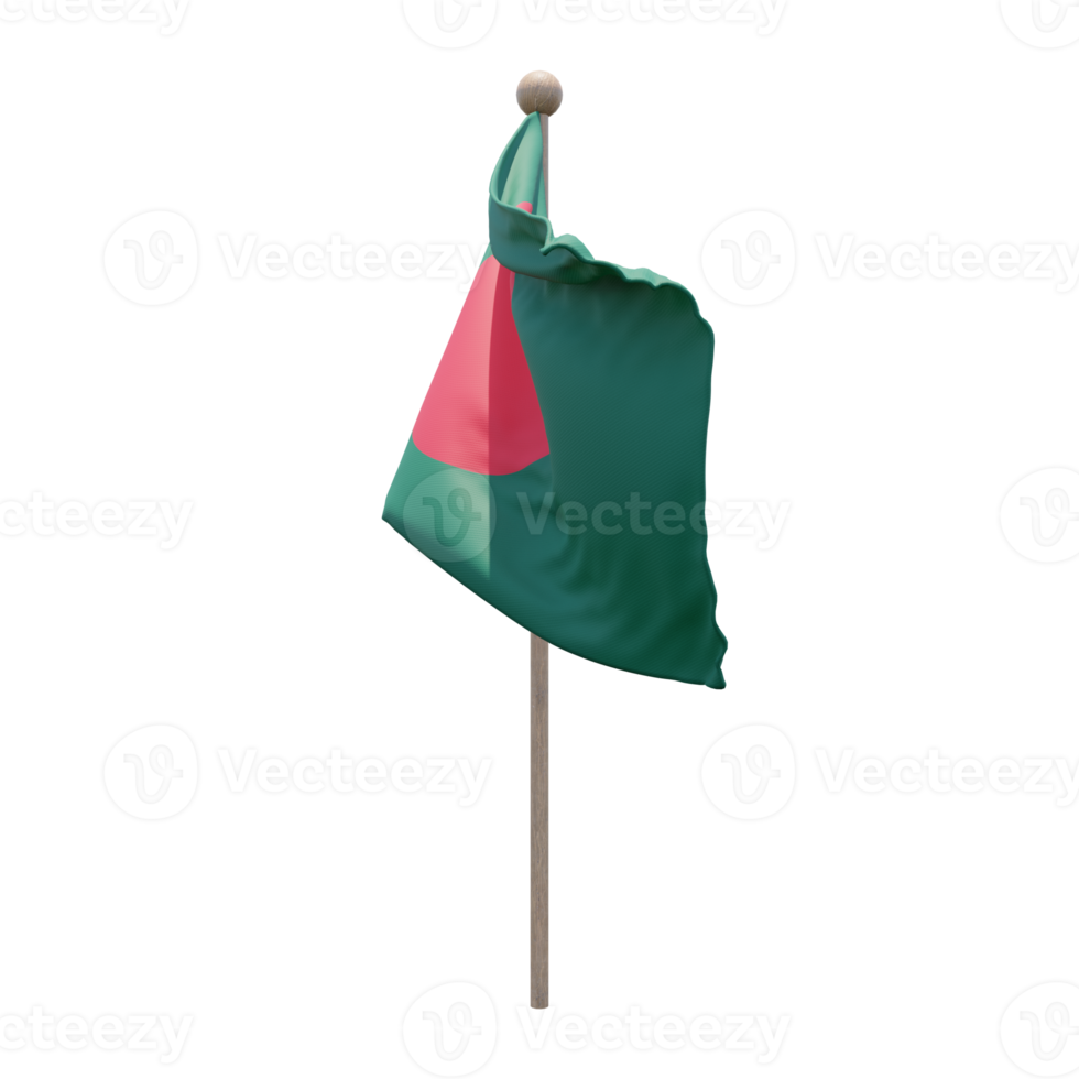 bandeira de ilustração 3d bangladesh no poste. mastro de madeira png