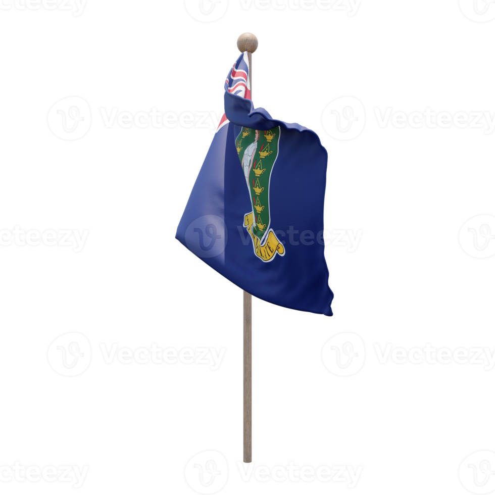 Brits maagd eilanden 3d illustratie vlag Aan pool. hout vlaggenmast png