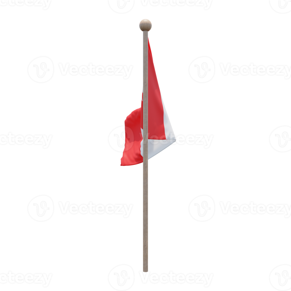 Kanada 3D-Darstellung Flagge auf der Stange. Fahnenmast aus Holz png