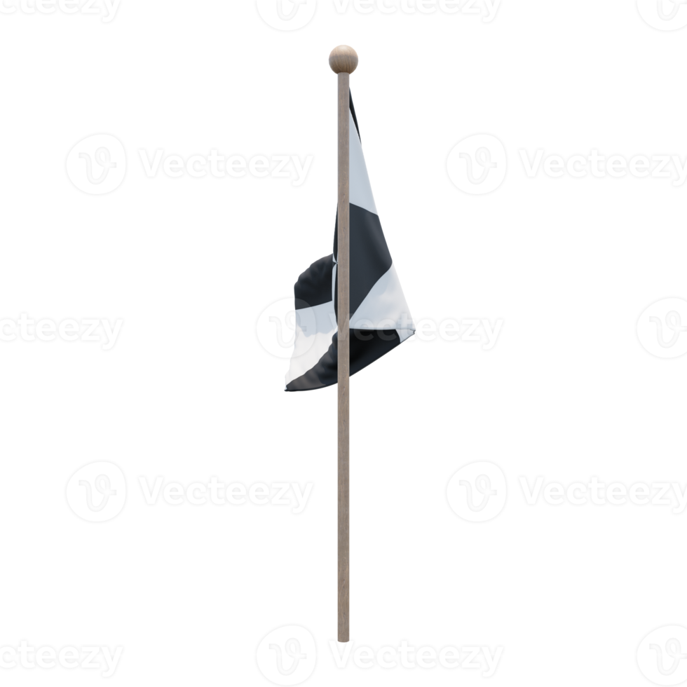 Ceuta 3d illustration flag on pole. Wood flagpole png