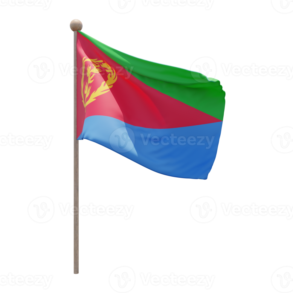 eritrea 3d illustrazione bandiera su polo. legna pennone png