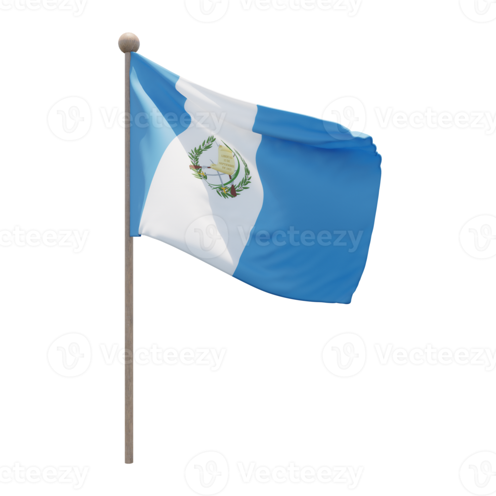 Guatemala 3d illustrazione bandiera su polo. legna pennone png