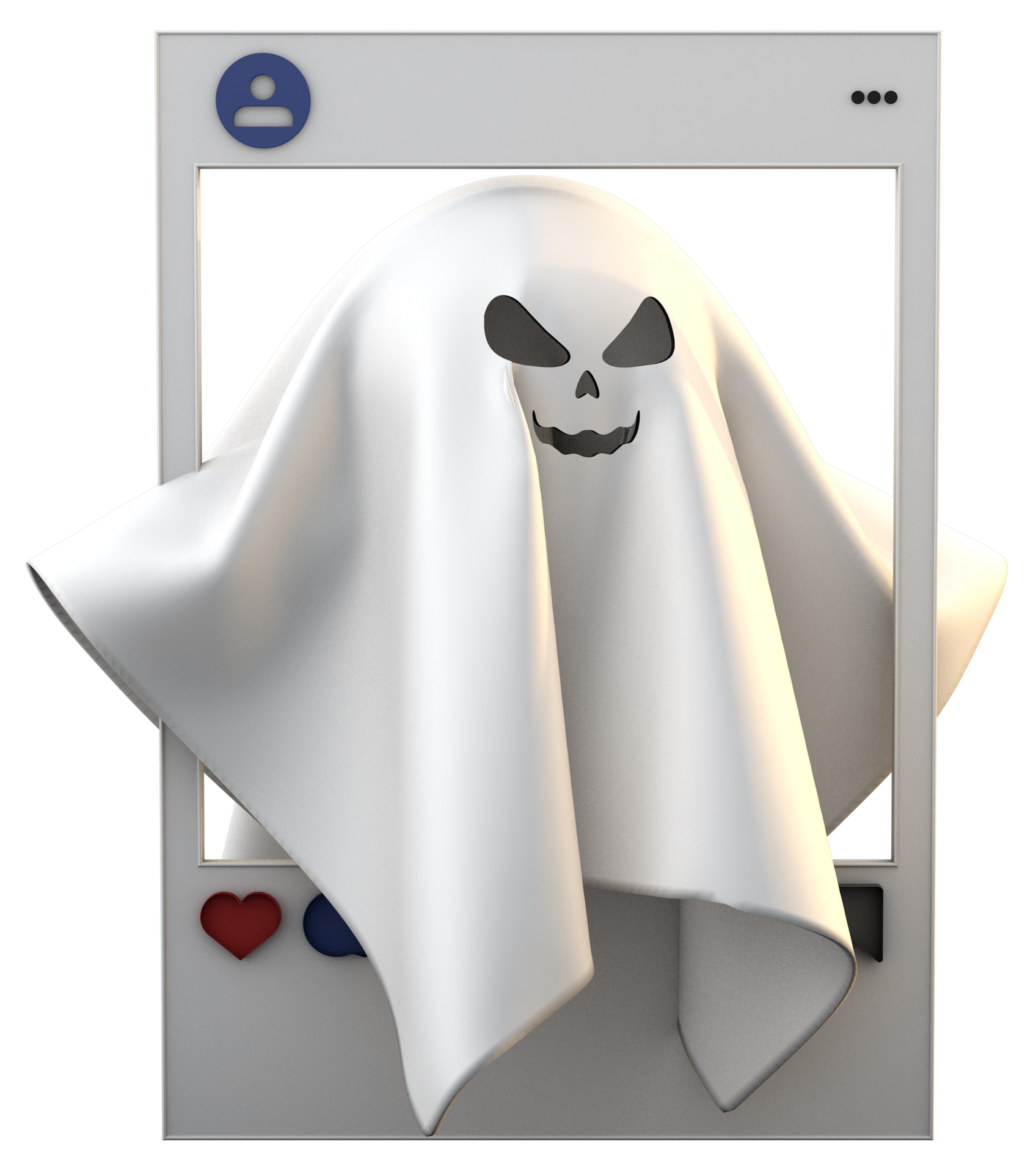 The PNG 3d Images, Halloween 3d White Ghost Scary Face Png Right View,  Halloween, 3d, White PNG Image For Free Download