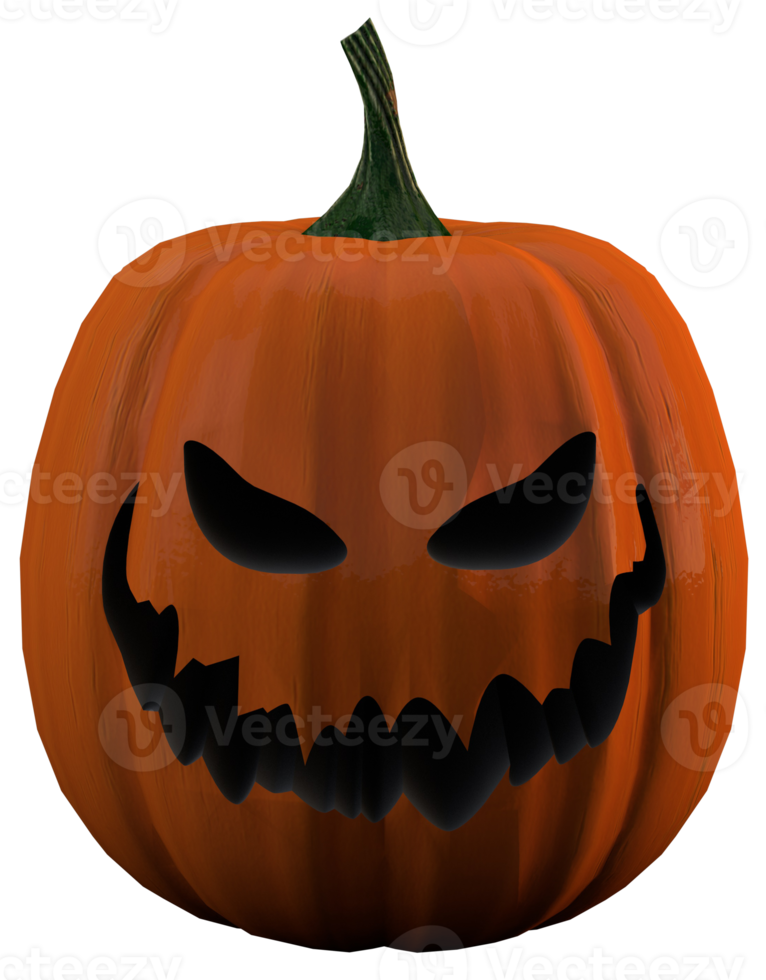 skrämmande ansikte av halloween pumpa 3d framställa png