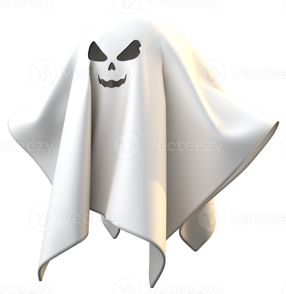 3d flying ghost happy halloween isolated background png