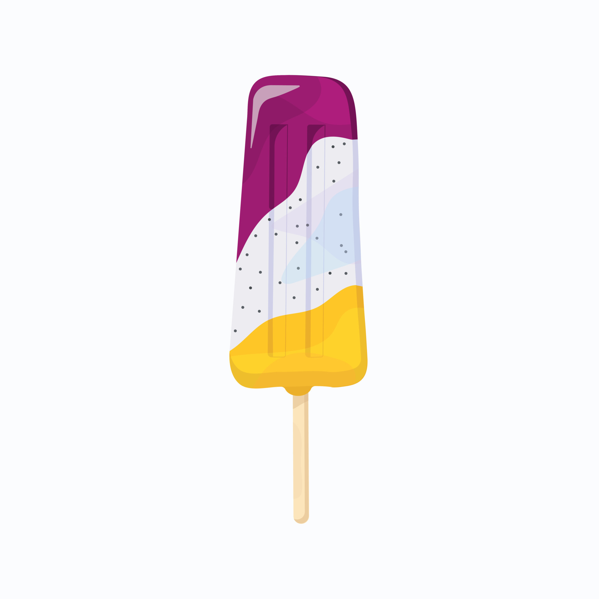 Ice cream on a stick. Vector drawing of tropical ice cream with mango