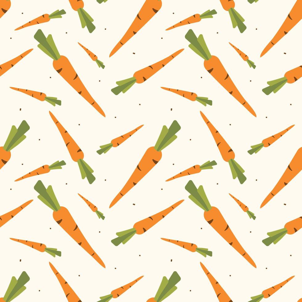 Carrot pattern. Seamless orange carrot pattern with stems for package or fabric print. vector