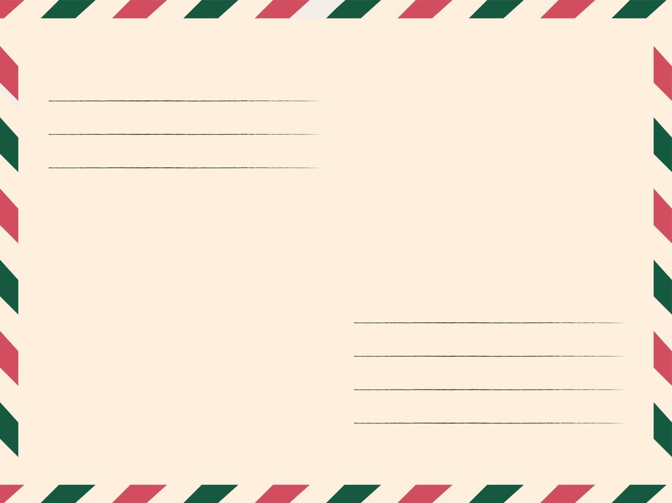 Christmas Postcard. Vector blank greeting letter template in retro style.