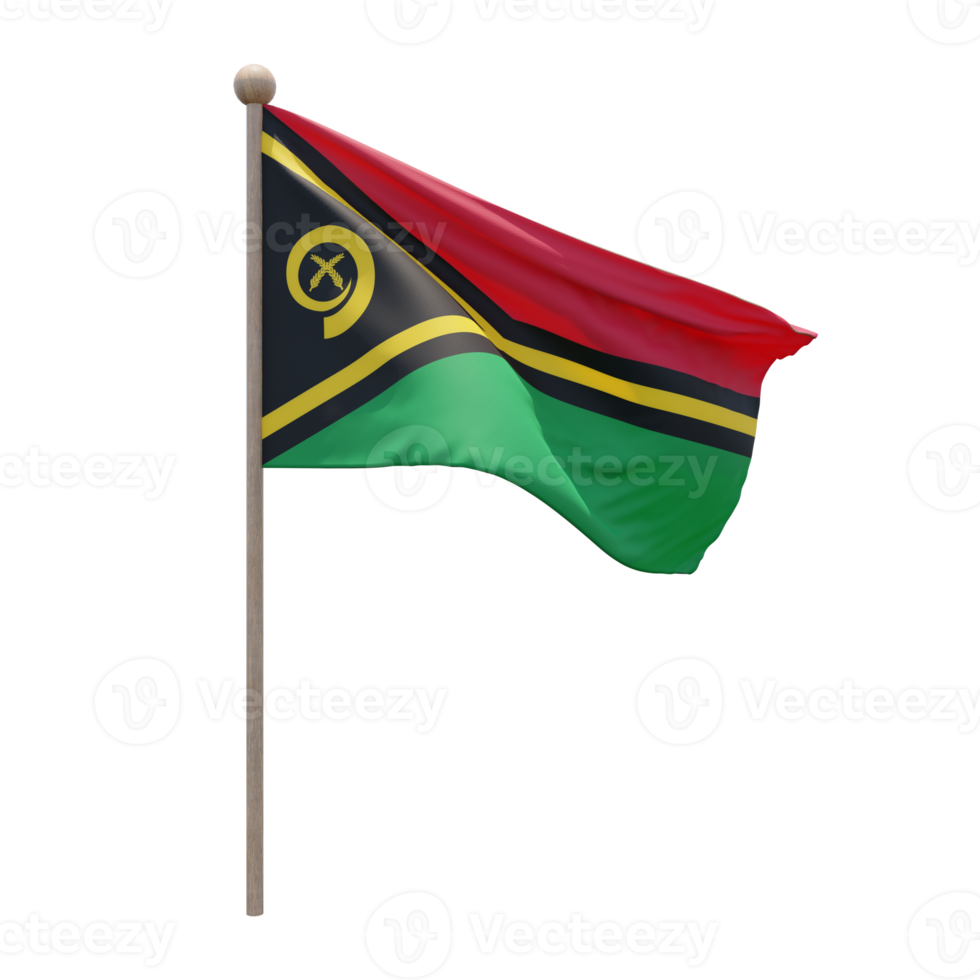 vanuatu 3d illustratie vlag Aan pool. hout vlaggenmast png