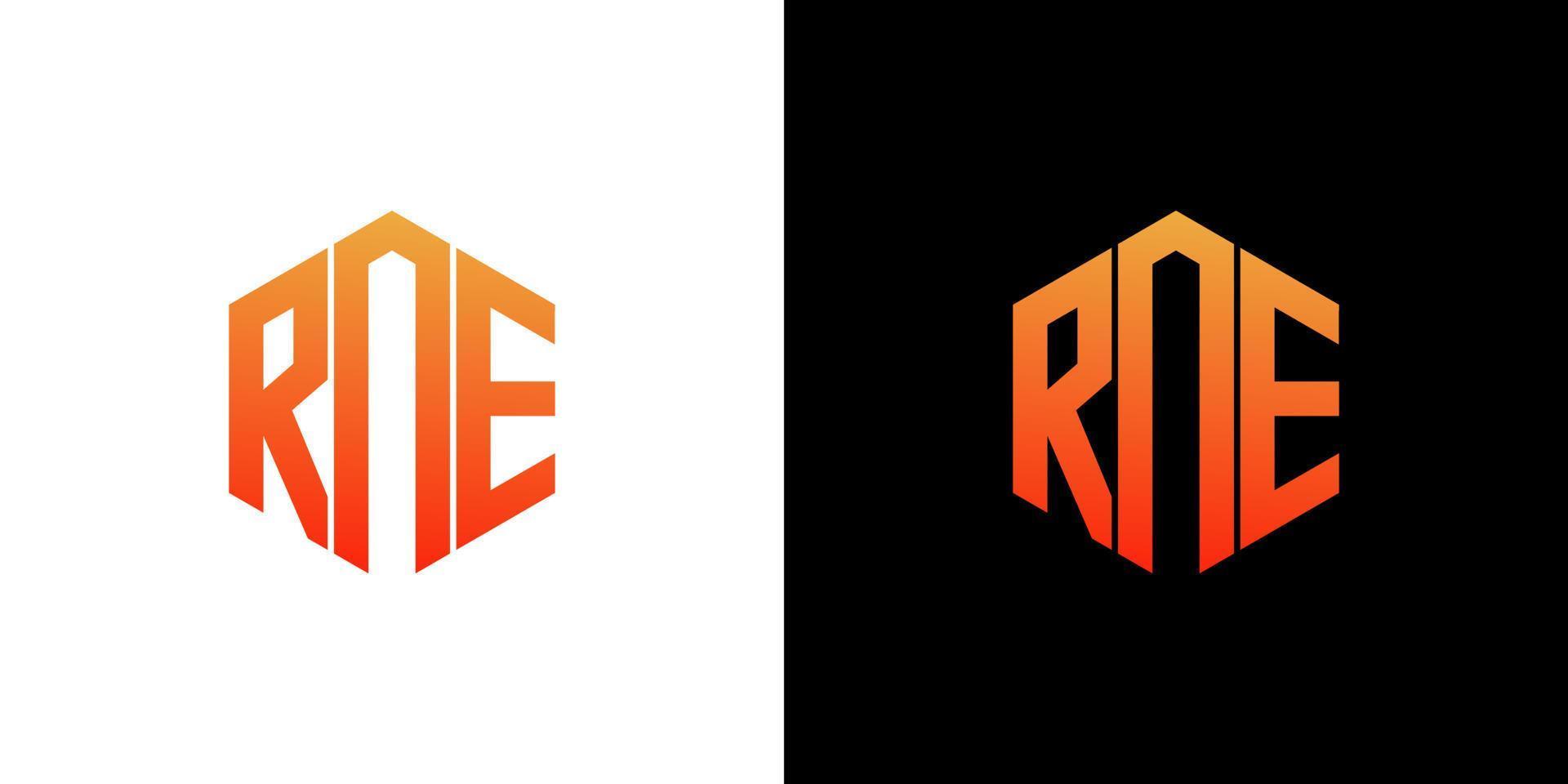 RNE Letter Logo Design Polygon Monogram Icon Vector Template
