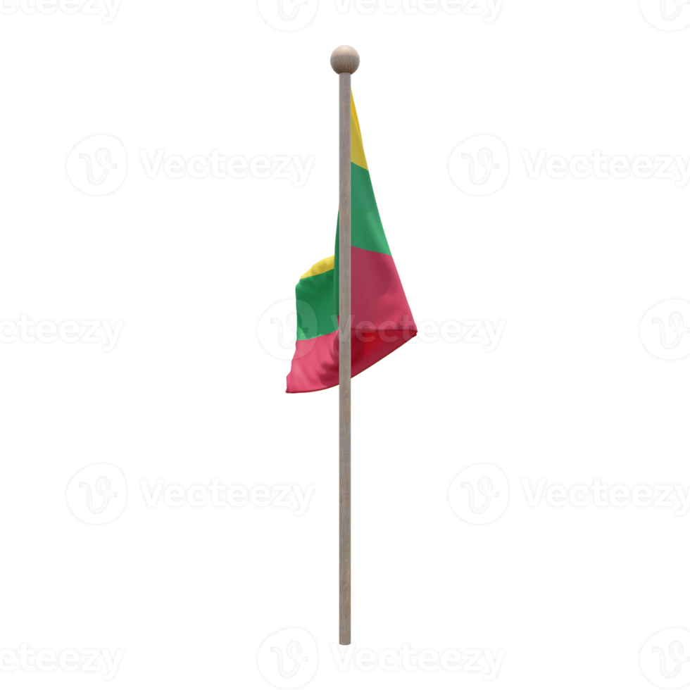 aero 3d-illustration flagge auf der stange. Fahnenmast aus Holz png