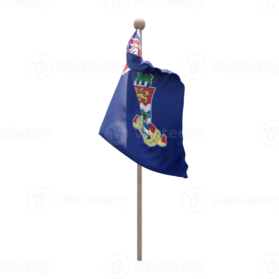 kaaiman eilanden 3d illustratie vlag Aan pool. hout vlaggenmast png