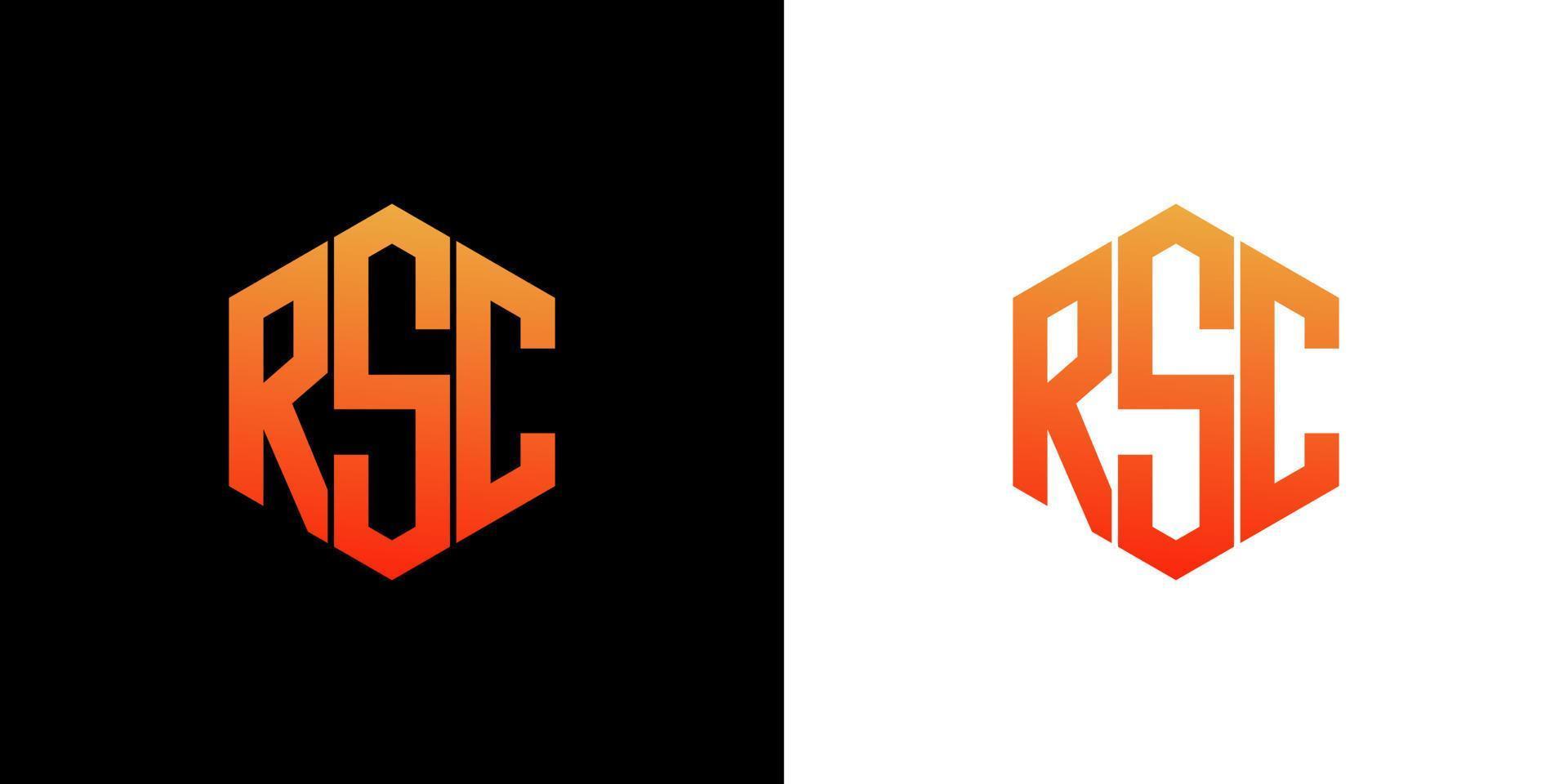 plantilla de vector de icono de monograma de polígono de diseño de logotipo de letra rsc