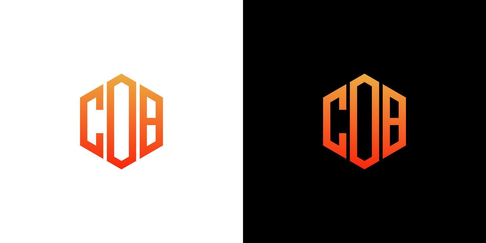 plantilla de vector de icono de monograma de polígono de diseño de logotipo de letra cob