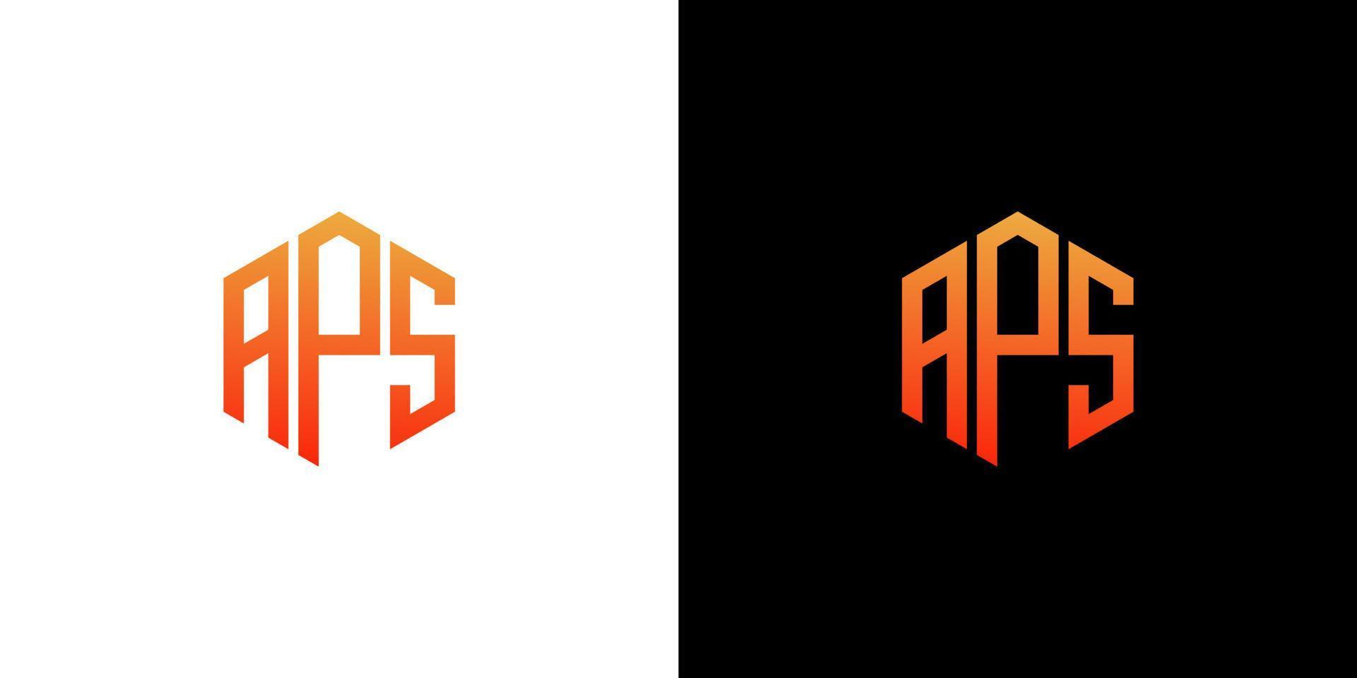 plantilla de vector de icono de monograma de polígono de diseño de logotipo de letra aps