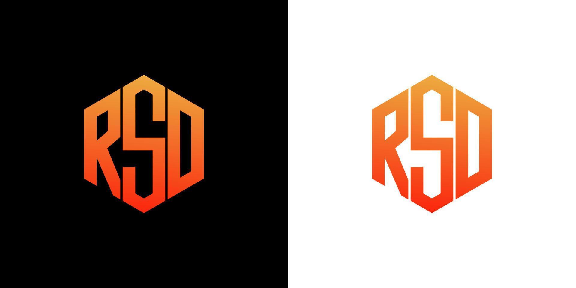 plantilla de vector de icono de monograma de polígono de diseño de logotipo de letra rsd