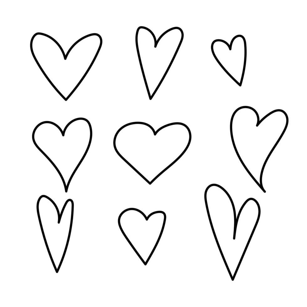 conjunto de corazones dibujados a mano boceto abstracto vector