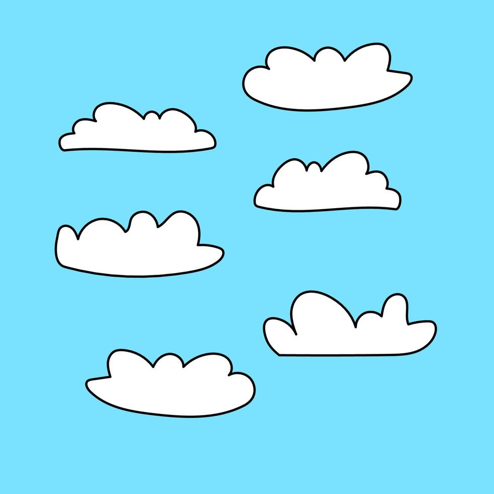 A set of white clouds on a blue background vector