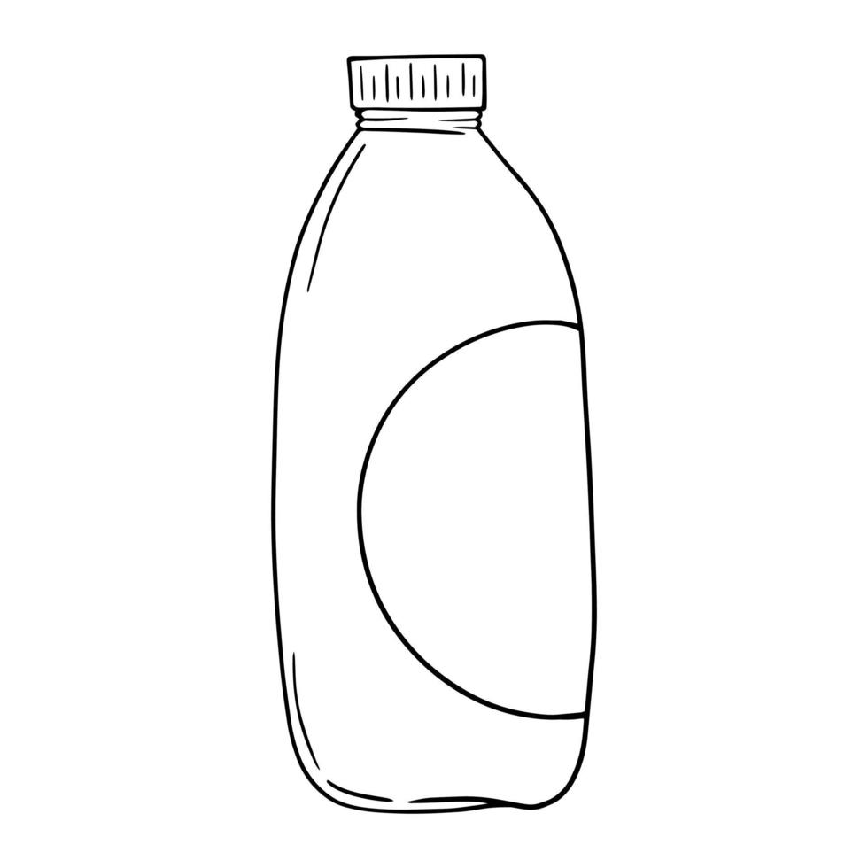 imagen monocromática, botella de leche de plástico alta, espacio de copia, ilustración vectorial en estilo de dibujos animados sobre fondo blanco vector