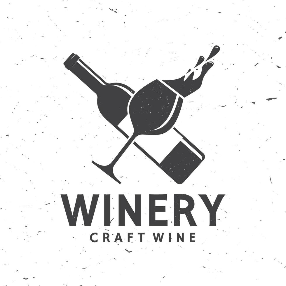 Craft wine. Winery company badge, sign or label. Vector illustration.