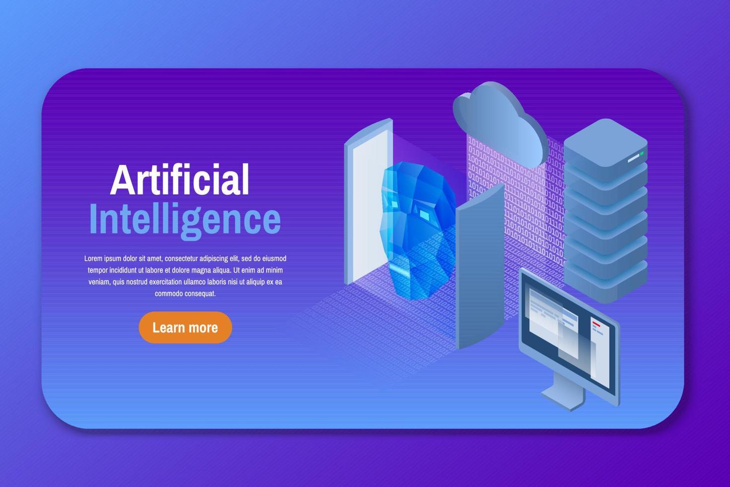 Artificial intelligence. Isometric vector illustration.