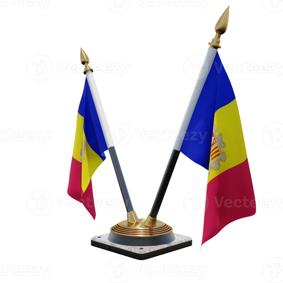 Andorra 3d illustration Double V Desk Flag Stand png