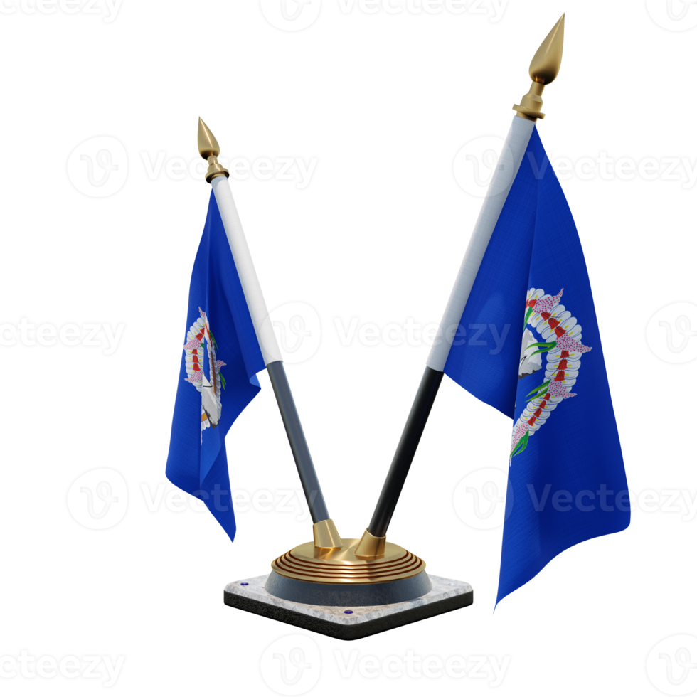 Northern Mariana Islands 3d illustration Double V Desk Flag Stand png